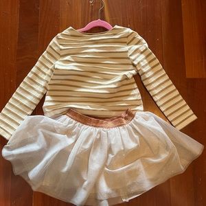 Petit Bateau, white tutu skirt with gold sparkle. Top for sale too.